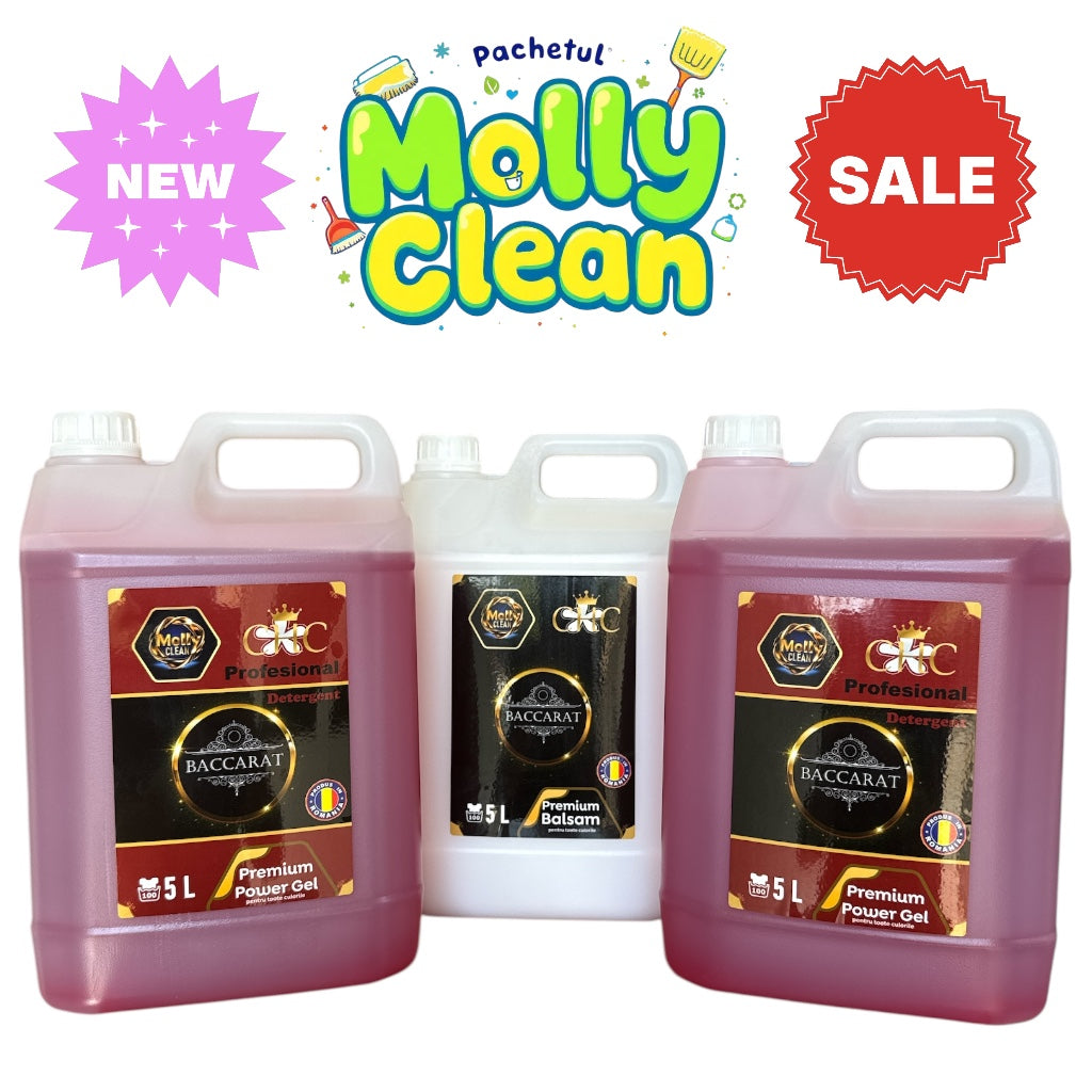 Molly Clean Pachetul cu 2x5Litri Detergent Profesional Baccarat + 1x5Litri Balsam Baccarat Deluxe