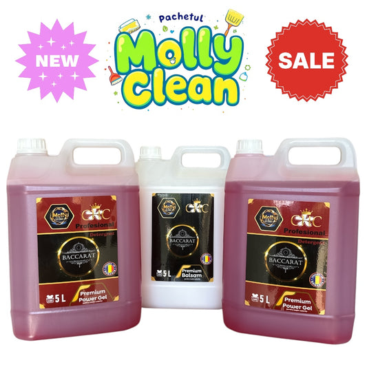 Molly Clean Pachetul cu 2x5Litri Detergent Profesional Baccarat + 1x5Litri Balsam Baccarat Deluxe